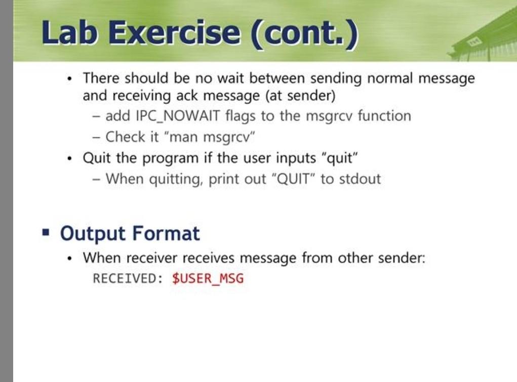 Lab Exercise Make Chatting Program Using Message Queue You Must Run 2 Programs Users When Each Program Starts G 2
