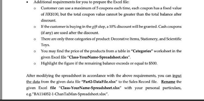 Part 2 Microsoft Excel 2016 Or Office 365 Excel 20 Of Total Module Marks Background To The Problems Hong Kong Scienc 2