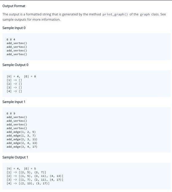 You Are Tasked To Define Methods Of A Graph Class Implementation To Be Able To Create A Graph From A The Number Of Ve 2