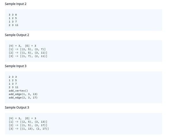 You Are Tasked To Define Methods Of A Graph Class Implementation To Be Able To Create A Graph From A The Number Of Ve 3
