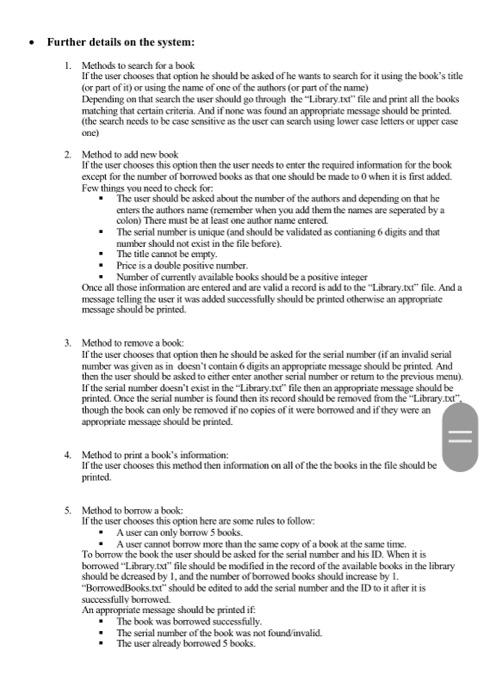 Project Description Information Available Of The All The Books In A Certain Library Are Stored In A File Called Library 2