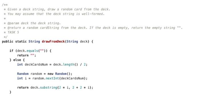 Given A Deck String Draw A Random Card From The Deck You May Assume That The Deck String Is Well Formed Pa 1