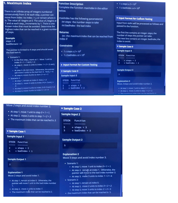 1 S Steps S 2 X 103 1 Sbadindex S 4 10 Input Format For Custom Testing Input From Stdin Will Be Processed As Follows 1