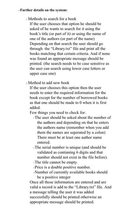 Project Description Information Available Of The All The Books In A Certain Library Are Stored In A File Called Library 3