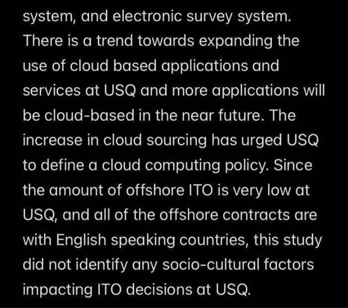 What Are The Four 4 Most Critical Factors That Have Contributed To The Successful To Initiative At Usq 8