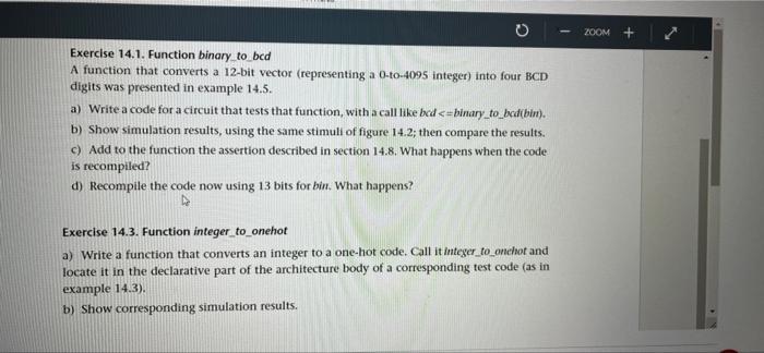 Zoom Exercise 14 1 Function Binary To Bed A Function That Converts A 12 Bit Vector Representing A 0 To 4095 Integer 1