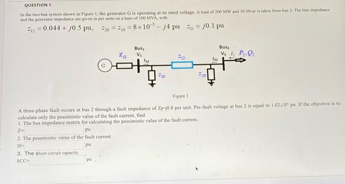 Question 1 In The Two Bus System Shown In Figure 1 The Generator G Is Operating At Its Rated Voltage A Load Of 200 Mw A 1