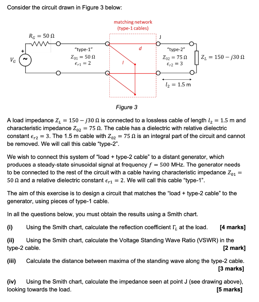 Consider The Circuit Drawn In Figure 3 Below Matching Network Type 1 Cables Rg 5012 O D Type 1 201 502 Type 1