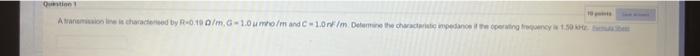 If Reflection Coefficient In A Transmission Line For A Given Load Is 0 5 J0 5 Vswr Is Formula Sheet O O O2 01 Atran 2
