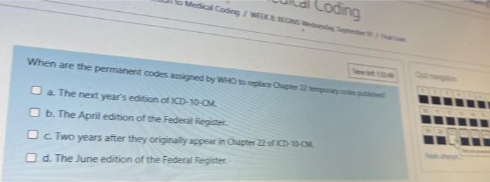 Med Coong Werken Coding When Are The Permanent Codes Assigned By Who Sacrate 2 Tempo A The Next Year S Edition Of Icd 1 1