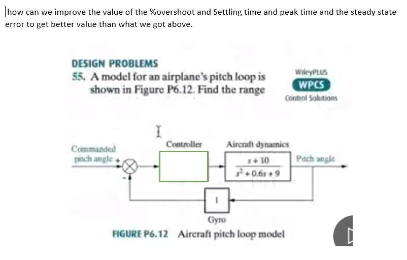How Can We Improve The Value Of The Sovershoot And Settling Time And Peak Time And The Steady State Error To Get Bette 1
