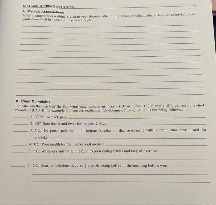 Critical Thinking Need Help On A And B 1