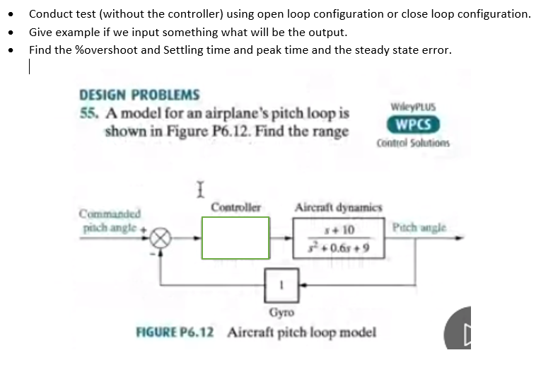 Conduct Test Without The Controller Using Open Loop Configuration Or Close Loop Configuration Give Example If We Inpu 1