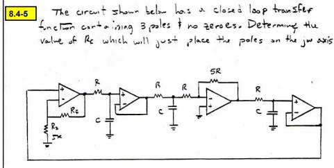 8 4 5 The Circuit Shown Below Has A Closed Loop Transfer Fonction Containing Poles No Zeroes Determine The Value Of R 1
