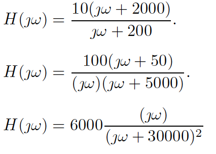 Sketch The Bode Magnitude And Phase Plots For The Following Transfer Functions Indicate The Slope Of Each Straight Line 1
