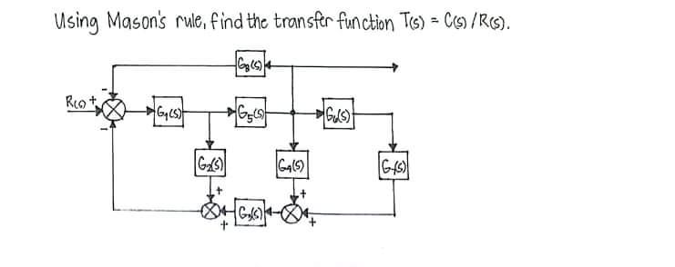 Using Mason S Rule Find The Transfer Function Tas C R S G 9 Rot Gls Gist Gus G25 640 645 Gach 1