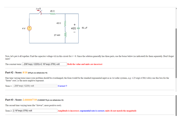 T 0 45 411 4 V V T 81 F 27 M M Now Let S Put It All Together Find The Capacitor Voltage Vt In This Circuit For T 1