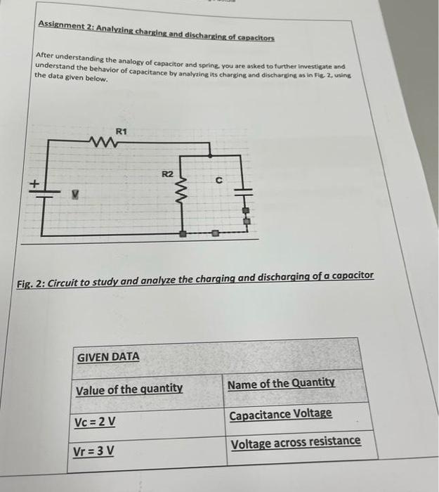 Assignment 2 Analyzing Charging And Discharging Of Capacitors After Understanding The Analogy Of Capacitor And Spring 1