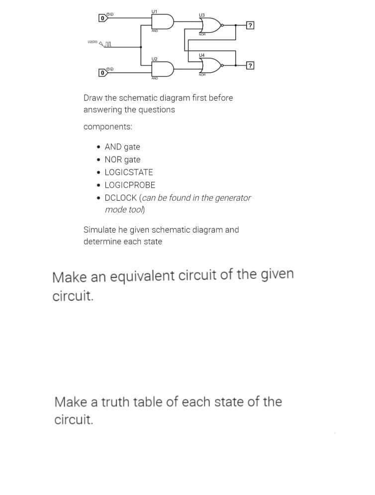 Ta O Win 01 2 D Draw The Schematic Diagram First Before Answering The Questions Components And Gate Nor Gate Lo 1