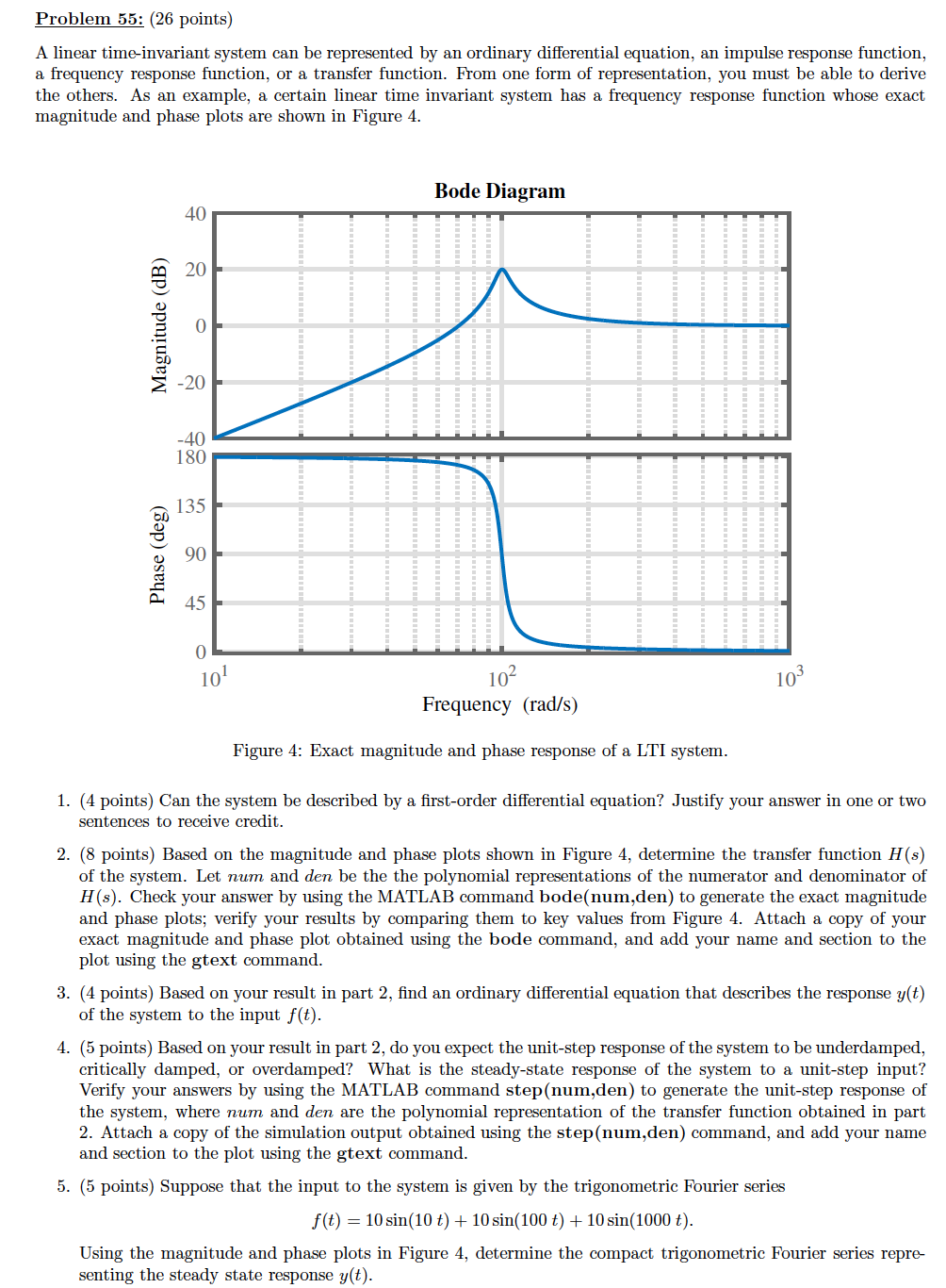 Problem 55 26 Points A Linear Time Invariant System Can Be Represented By An Ordinary Differential Equation An Impul 1