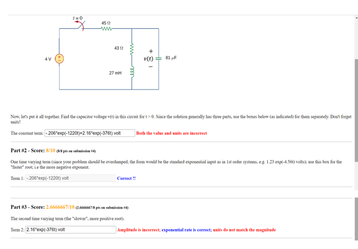 I 0 45 W 43 W 4v V T 81 F 27 Mh Now Let S Put It All Together Find The Capacitor Voltage Wit In This Circuit For T 1