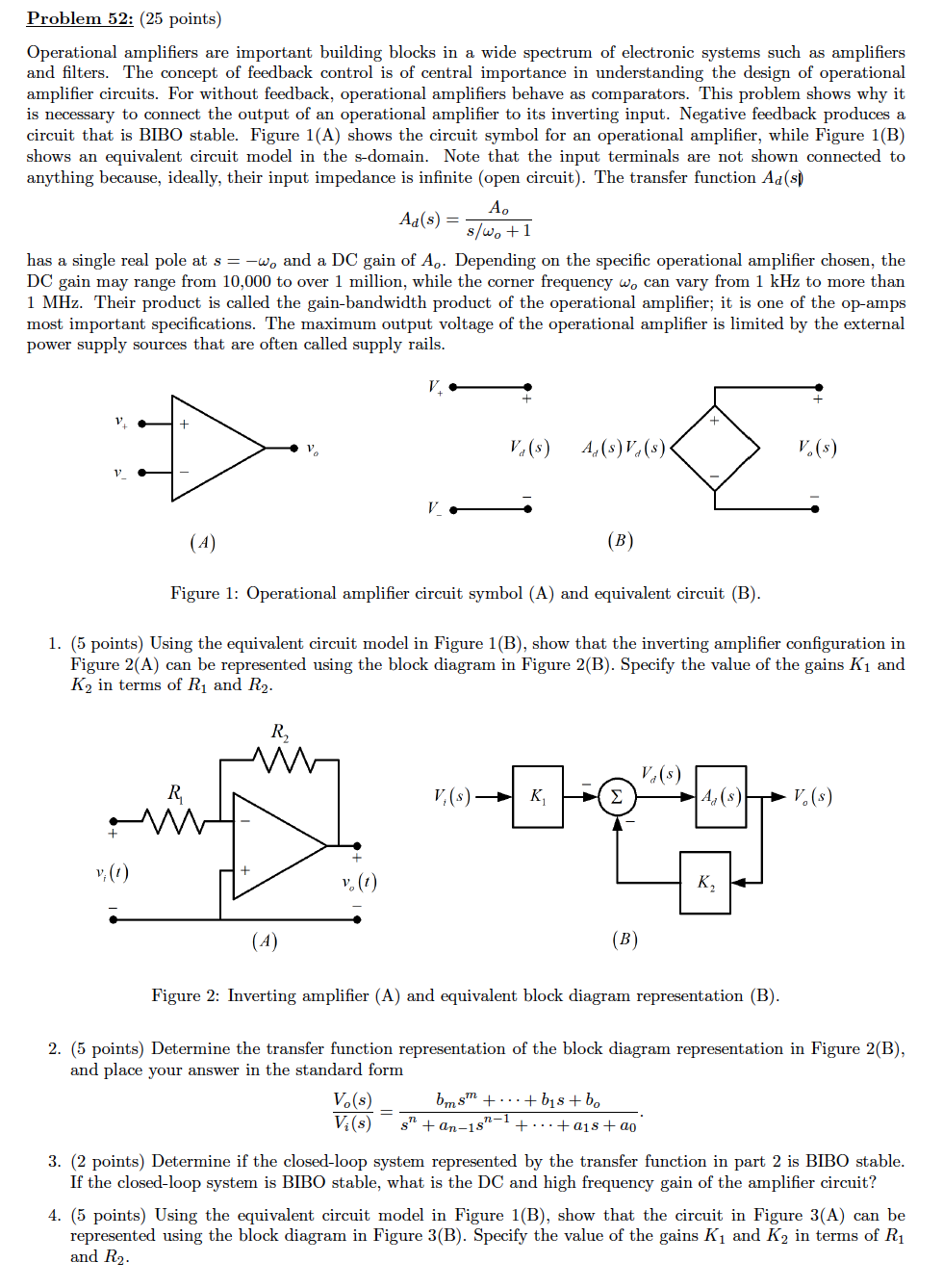 Problem 52 25 Points Operational Amplifiers Are Important Building Blocks In A Wide Spectrum Of Electronic Systems Su 1