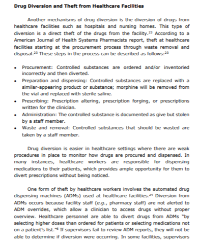 Drug Diversion And The Scope Of The Problem Drug Diversion Is A Medical And Legal Concept Involving The Transfer Of Any 1