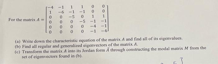 1 1 0 0 0 1 1 0 0 0 0 For The Matrix A 1 6 0 0 0 0 0 0 1 1 4 1 1 5 0 0 0 1 0 0 A Write Down The Characteris 1