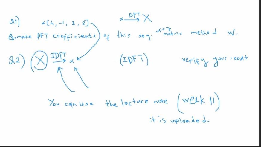 Dft X 81 4 1 3 2 Compute Pft Coefficients Using Matrix This Method W Of Set Idft 82 Resit Idft Verify Your 1