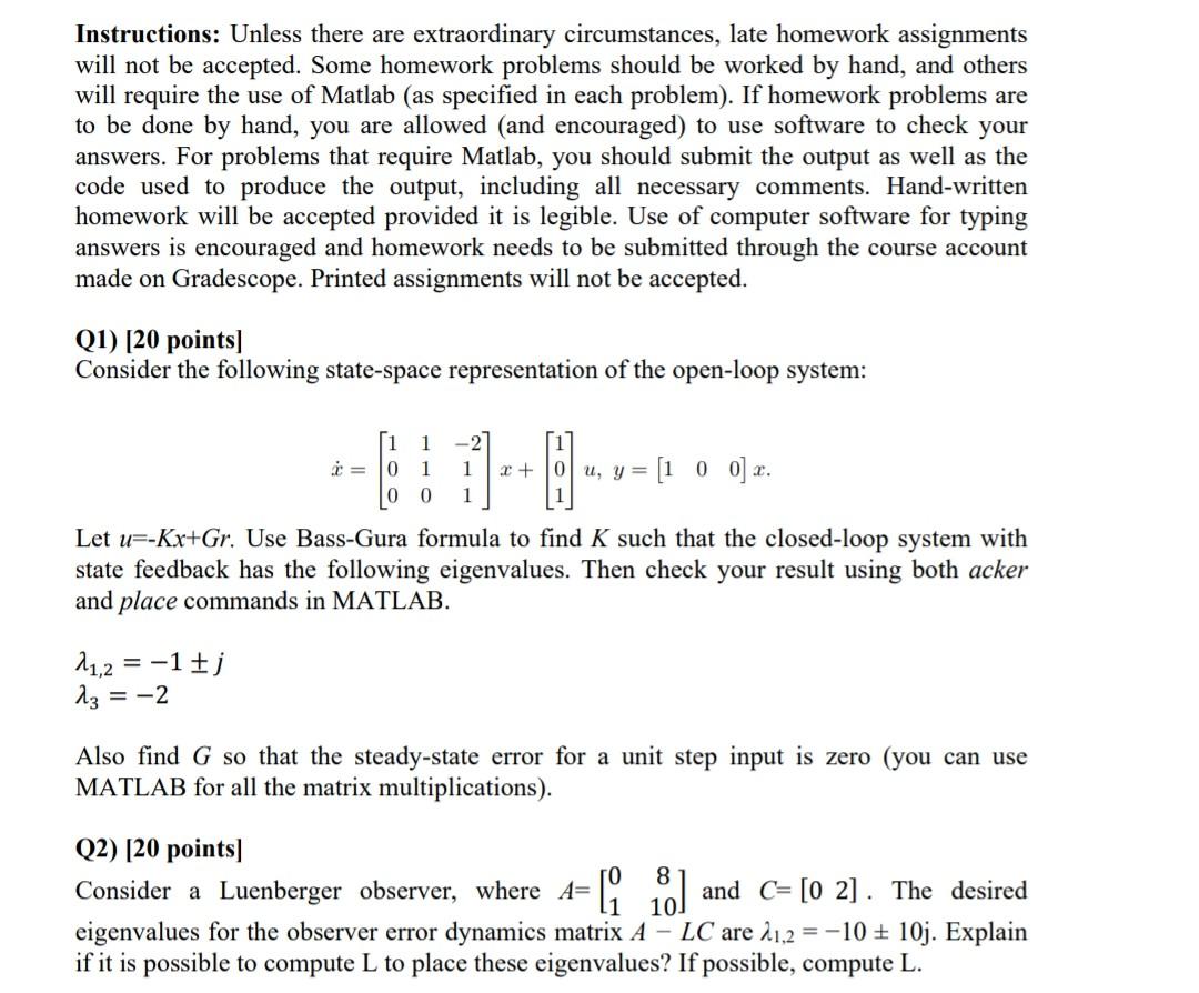 Instructions Unless There Are Extraordinary Circumstances Late Homework Assignments Will Not Be Accepted Some Homewor 1