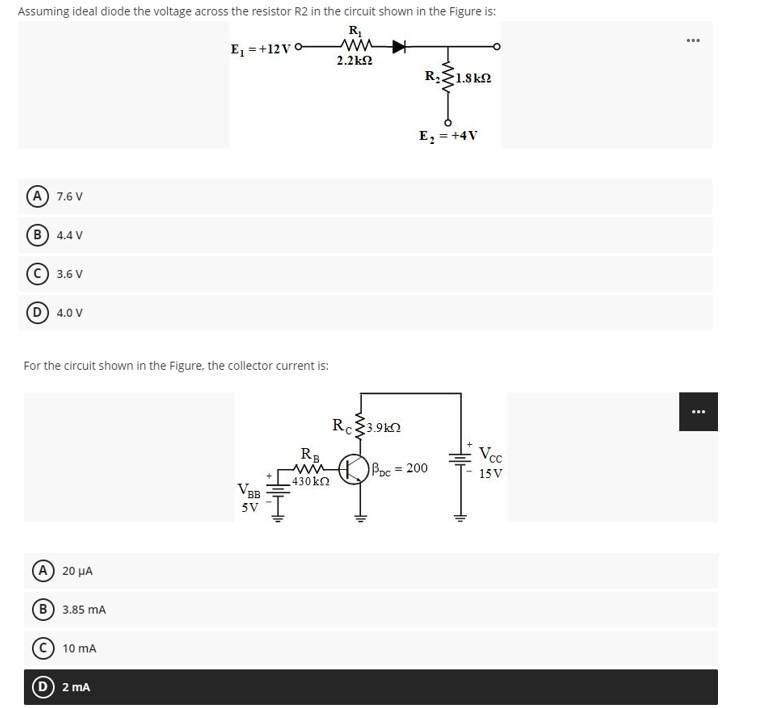 Wa Assuming Ideal Diode The Voltage Across The Resistor R2 In The Circuit Shown In The Figure Is R E 12v Win 2 2k22 1