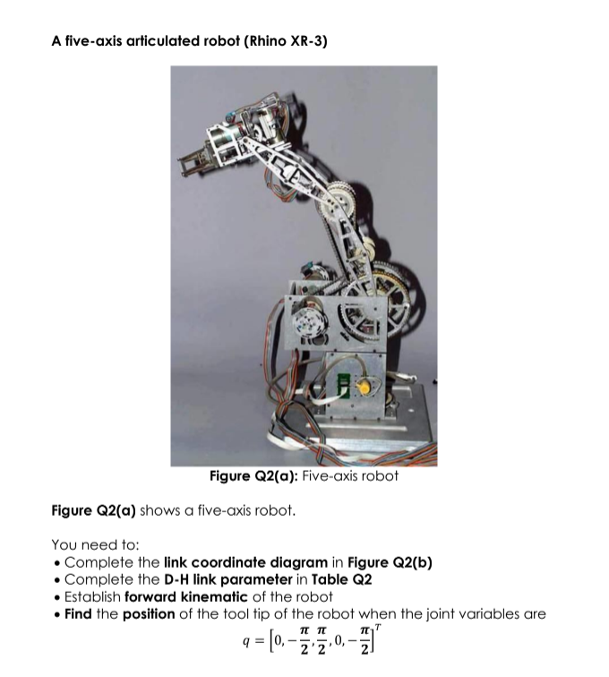 A Five Axis Articulated Robot Rhino Xr 3 Figure Q2 A Five Axis Robot Figure Q2 A Shows A Five Axis Robot You Need 1