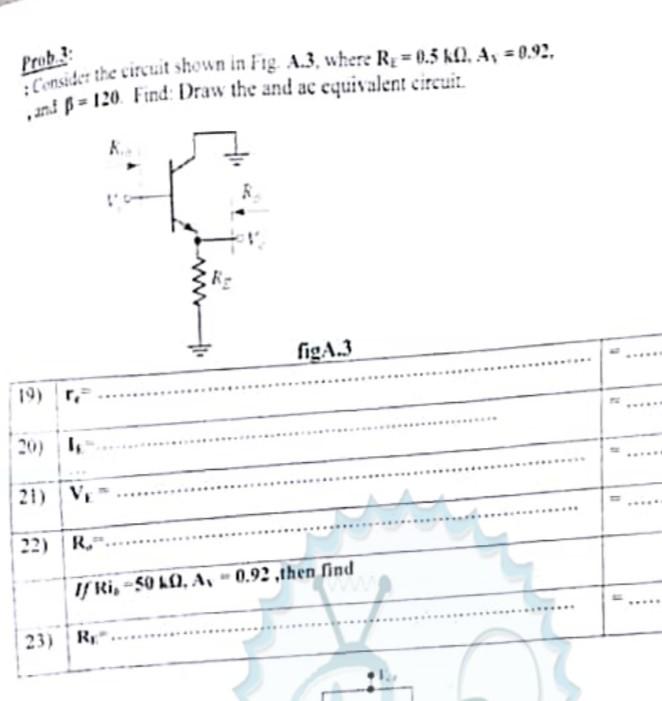 Prob Consider The Circuit Shown In Fig 1 3 Where R 0 3 0 4 0 92 Ant P 120 Find Draw The And Ac Equivalent 1