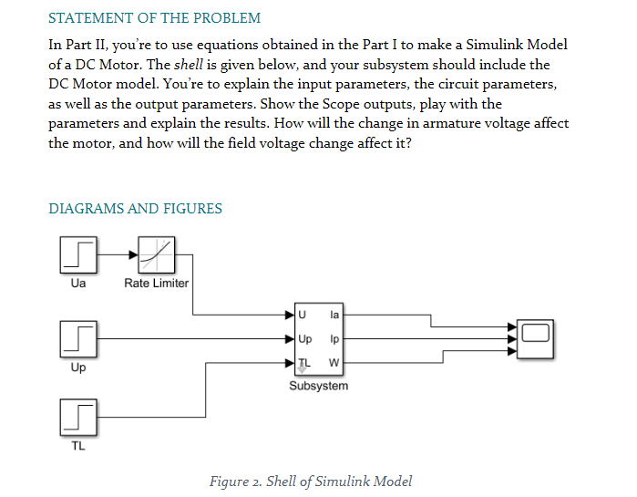 Statement Of The Problem In Part Ii You Re To Use Equations Obtained In The Part I To Make A Simulink Model Of A Dc Mot 1