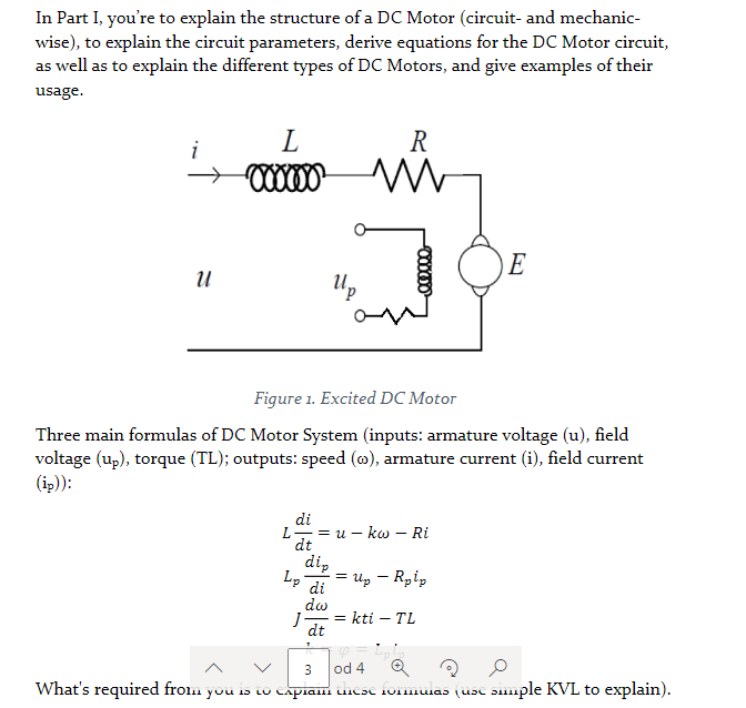 In Part I You Re To Explain The Structure Of A Dc Motor Circuit And Mechanic Wise To Explain The Circuit Parameter 1