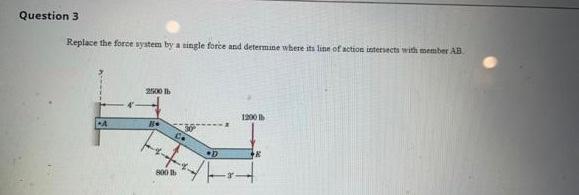 Question 3 Replace The Force System By A Single Force And Determine Where Its Line Of Action Intersects With Member Ab 2 1
