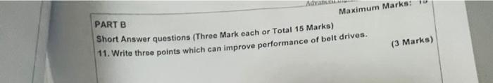 Advans Partb Maximum Marks Short Answer Questions Three Mark Each Or Total 15 Marks 11 Write Three Points Which Can 1
