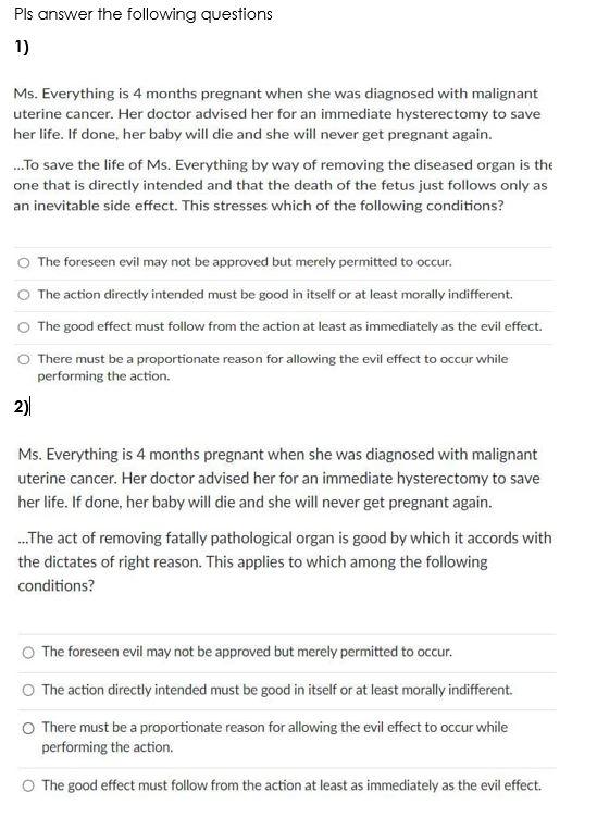 Pls Answer The Following Questions 1 Ms Everything Is 4 Months Pregnant When She Was Diagnosed With Malignant Uterine 1