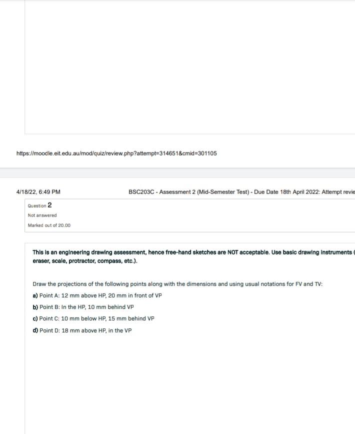 Https Moodle Eit Edu Au Mod Quiz Review Php Attempt 3146518cmid 301105 Bsc203c Assessment 2 Mid Semester Test Du 1