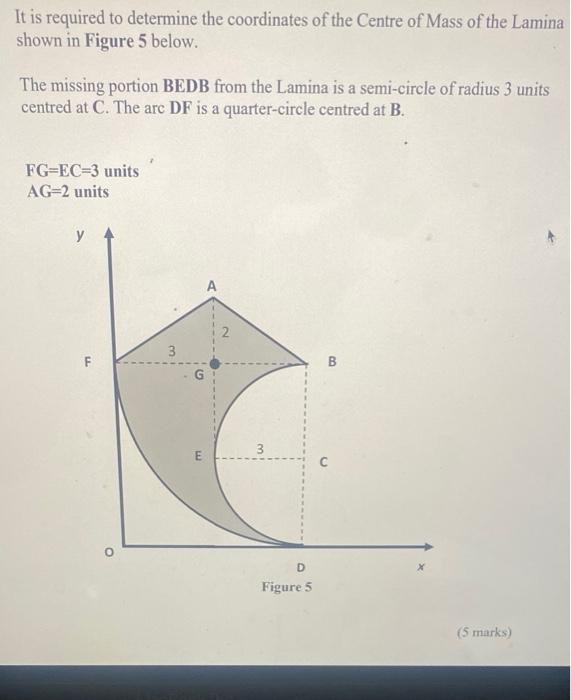 It Is Required To Determine The Coordinates Of The Centre Of Mass Of The Lamina Shown In Figure 5 Below The Missing Por 1