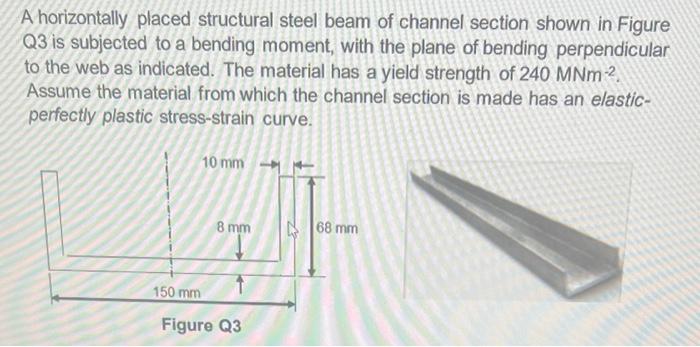 A Horizontally Placed Structural Steel Beam Of Channel Section Shown In Figure Q3 Is Subjected To A Bending Moment With 1