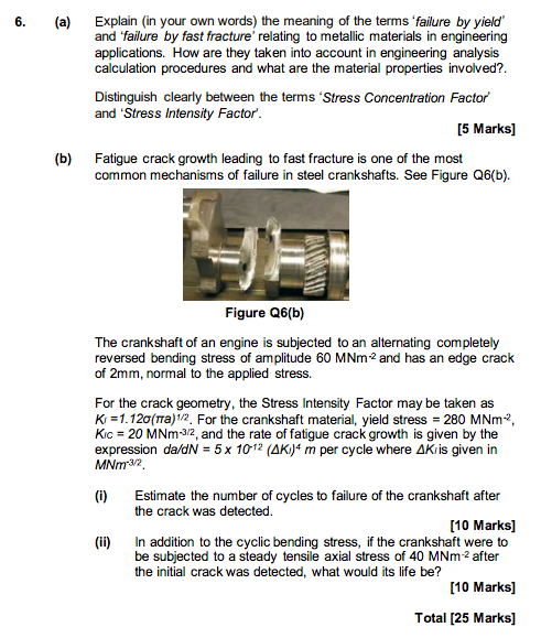 6 A Explain In Your Own Words The Meaning Of The Terms Failure By Yield And Failure By Fast Fracture Relating T 1
