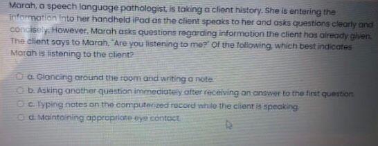 Marah A Speech Language Pathologist Is Taking A Client History She Is Entering The Information Into Her Handheld Ipad 1