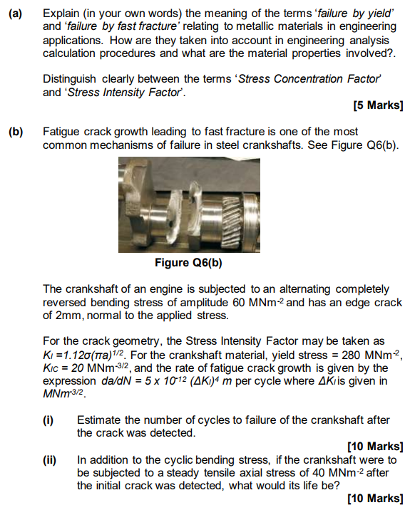 A Explain In Your Own Words The Meaning Of The Terms Failure By Yield And Failure By Fast Fracture Relating To Met 1