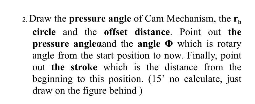 2 Draw The Pressure Angle Of Cam Mechanism The Ro Circle And The Offset Distance Point Out The Pressure Angleaand The 1
