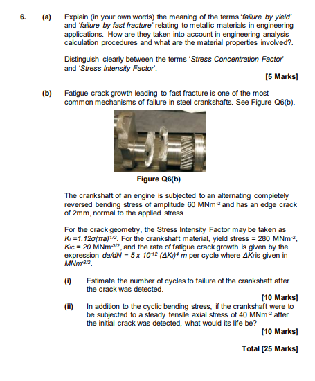 A Explain In Your Own Words The Meaning Of The Terms Failure By Yield And Failure By Fast Fracture Relating To Me 1