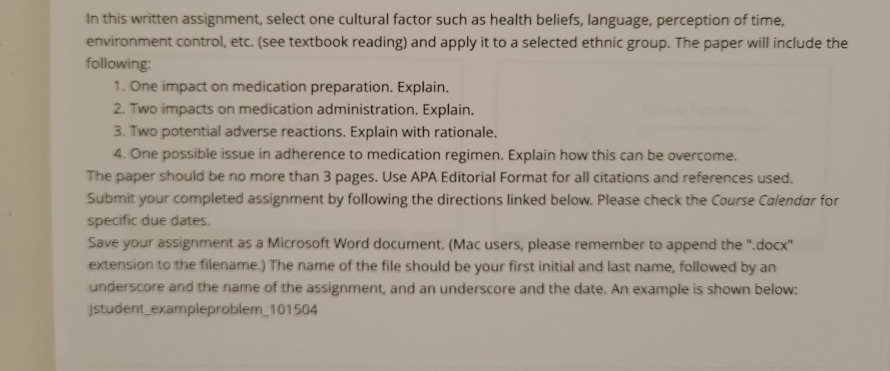 Module 09 Written Assignment Cultural Factors And Their Influence On Medications Module 09 Content In This Written Ass 2