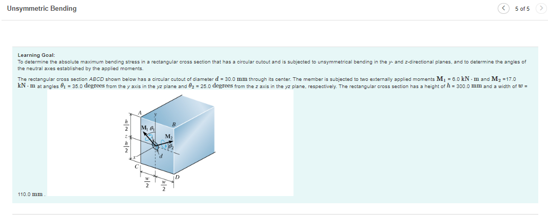 Unsymmetric Bending 5 Of 5 Learning Goal To Determine The Absolute Maximum Bending Stress In A Rectangular Cross Sect 1