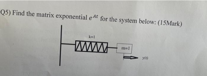 Q5 Find The Matrix Exponential E At For The System Below 15mark K Www M 1 Y T 1