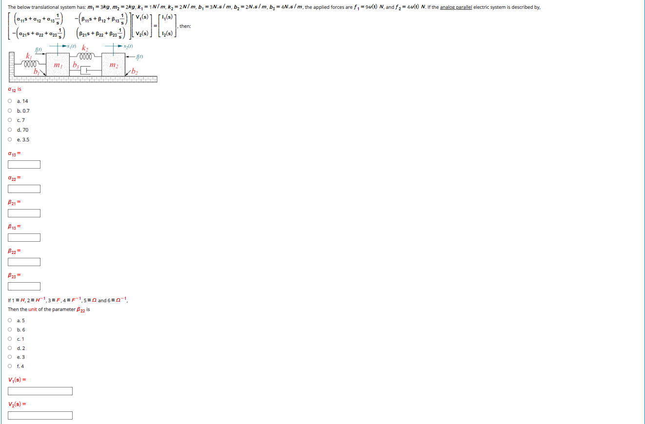 1 15 242 4s Rus 212 R103 161 012 Dh 0122 Cl23 The Below Translational System Has M 3kg M2 2kg K 1